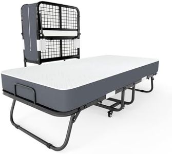 Gunuss Folding Bed with Mattress (Including 13 cm Thick Memory Foam Mattress), Guest Bed, fold single bed Size 90 x 200 cm, Metal Folding Frame, Reinforced Metal Grid, Load Capacity 250kg