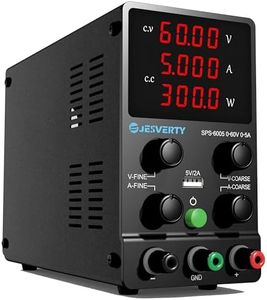 DC Power Supply Variable, 60V 5A Adjustable Switching Regulated DC Bench Power Supply with High Precision 4-Digits LED Display, 5V/2A USB Port, Coarse and Fine Adjustments AC240V Jesverty SPS-6005