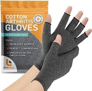 BracEasy Compression Gloves: Open-Fingertip Arthritis Gloves; Fingerless Gloves Men & Women; Open Finger Gloves, Ideal as Carpal Tunnel Gloves, Raynauds Gloves, Hand Brace for Arthritis [Grey, Medium]