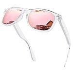 KANASTAL Polarized Sunglasses for Women Men 100% UV400 Protection Pink Sunglasses with Trendy Lightweight Frame Pink Lens, Designer Retro Ladies Sun Glasses for Traveling Driving