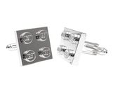 Chrome Silver Colour Cufflinks Handmade with Building Bricks plates *