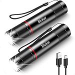 Blukar LED Torch Rechargeable, [2 Pack] 2000L Super Bright Adjustable Focus Flashlight, 4 Lighting Modes, Long Battery Life, Waterproof Pocket Size Torch for Power Cuts, Emergency, Camping, Outdoor