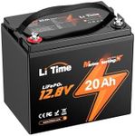 LiTime 12V 20Ah Marine Starting Lithium Battery, Low-Temp Protection LiFePO4 Battery, Built-in 20A BMS, 4000-15000 Cycles, Perfect for Home Energy, Yacht, Boat