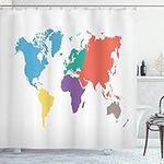 Ambesonne Map Shower Curtain, Conti