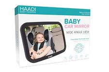 Baby Car Mirror Rear View - 360 ° Adjustable, Extra Wide Crystal Clear & Shatterproof Back Seat Baby Essentials to See Rear Facing Infants, Babies, Kids, Child & New born (Pack of 1)