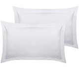 100% Cotton Oxford Pillowcases Pack of 2, Everyday Soft & Cool Standard Pillowcases (Bright White)