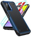 LeYi for Samsung Ao3s Phone Case: Galaxy A03s Phone Case with [2 Pack] Tempered Glass Screen Protectors, Dual Layer Protective Hard PC Textured Back & Soft Bumper Samsung A03s Phone Case, Blue