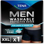 TENA Men's Washable Protective Boxers, Light Absorbency, XXL, Black, 1 Count