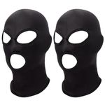 2 Pieces 3 Hole Full Face Mask, Women Men Thin Balaclava Face Mask for Motorcycle Bike Hunting Cycling Cap Ski Adult Role Play Cosplay Accessories (UK, Alpha, One Size, 3 Hole - Black)