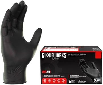 GLOVEWORKS Black Disposable Nitrile Industrial Gloves, 5 Mil, Latex & Powder-Free, Food-Safe, Textured, Large, Box of 100