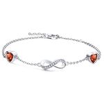 Qings Ruby July Birthstone Bracelet for Women 925 Sterling Silver Infinity Bracelets with 2 Moonstone Heart Cubic Zirconia Charms Christmas Birthday Birthstone Jewellery Gift for Girls Mother Friend