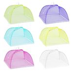 6 Pack Colored Mesh Food Cover Tents by Winknowl, Reusable and Collapsible Large 17" Pop-Up Food Net Protector Umbrella for BBQ, Picnics, Parties, Outdoor