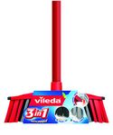 Vileda 3-in-1 Anti-Shock Brush Set and Stick, 3 Different Bristles, Suitable for All Surfaces, Red and Black