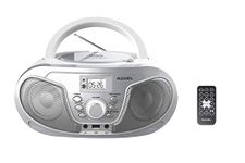 Roxel RCD-S70BT Portable Boombox CD Player with Remote Control, FM Radio, USB MP3 Playback, 3.5mm AUX Input, Headphone Jack, LED Display Wireless Music Streaming(Silver)