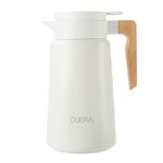 DUIERA 61 oz Coffee Carafe Thermal Carafe Stainless Steel Coffee Thermos Pot Flask Vacuum Water Carafe 1.8L Carafe Insulated Beverage Dispenser with Lids, for Keeping Hot and Cold,White