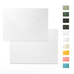 5x7 Envelopes for Invitations - 100 PCS Goefun Shimmer White Envelopes, V Flap Invitation Envelopes for Wedding, Baby Showers, Birthday, Graduation, 5.25 x 7.25 inches