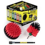 Drill Brush - Cleaning Kit with Extension - Deck Brush - Rust, Calcium, Hard Water Stains - Concrete Swimming Pools, Garden Fountains - Monuments and Headstones - Remove Algae, Mold, Mildew, and Moss