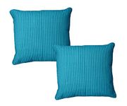 EVERIA® Dupion Silk Quilting Stripes Cushion Cover 24x24 inches(60x60 CMS) 2 pcs Set (Light Turquoise)