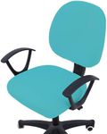 Smiry Stretch Jacquard Office Computer Chair Covers, Removable Washable Universal Desk Rotating Chair Slipcovers Protector, Seat + Backrest Cover, Aqua