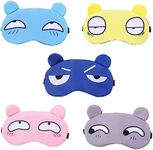 TSHAOUN 5 Pieces Cute Sleep Eye Mask, Cartoon Sleeping Eye Masks Sleep Blindfold for Women Men, Blackout Eye Mask with Adjustable Strap, Eye-Cover Blindfold for Night,Travel,Nap (5 Colors)