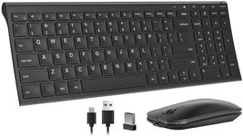 seenda Rechargeable Wireless Keyboard and Mouse - Ultra-Thin Metal Keyboard with Low-Profile Keys, 2.4G Wireless Keyboard for Windows PC Laptop Computer - Black