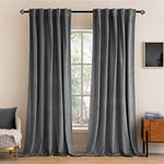 MIULEE Grey Velvet Curtains 96 inches - Luxury Blackout Curtains for Bedroom Living Room Thermal Insulated Super Soft Window Drapes Rod Pocket & Back Tab, W52 x L96 inches, 2 Panels Set