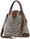 Myra Bag Upcycled Gerster Shoulder Bag - Measures 16 inches wide by 15 inches high by 6 inches deep - Runs Large