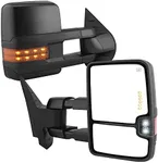 YITAMOTOR Towing Mirrors Compatible with 2007-2014 Chevy Silverado GMC Sierra 1500 2500 3500 HD Tahoe Yukon Avalanche, Power Heated with Amber LED Turn Signal Side Mirrors Folding Telescoping