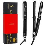 Steam Hair Straightener and Curler, Professional Steam Straightener for Hair Ceramic Tourmaline Steam Flat Iron, Vapor Dual Voltage 2 in 1 Straightening Curling Iron, LED Display with Adjustable Temp