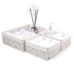 3 Pack Macrame Storage Baskets,Boho Decor Baskets with Cloth Liner Handmade Woven Decorative Basket Desk Storage Bins Boxes for Bathroom Bedroom Living Room,Ivory