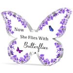 WTOPP Memorial Gifts Butterfly Shape Acrylic Sympathy Gifts Now She Flies With Butterflies Acrylic Gifts Remembrance Gifts In Memory Of Loved Gifts Sympathy Gifts For Loss Of One