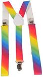 Dress Up America Suspenders for Adults - Party Suspenders - Y Back Adjustable Suspenders for Men, Women, and Teens (Rainbow)