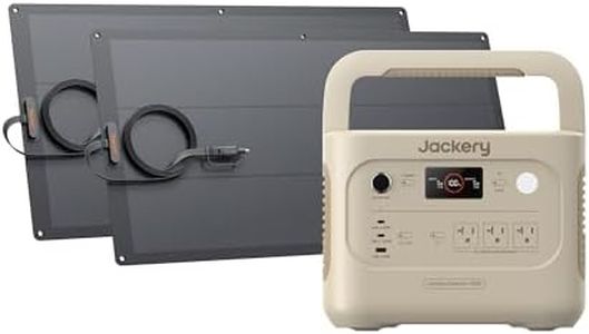 Jackery Solar Generator 1000 v2 with 2x100W Light Solar Panels, 1070Wh Portable Power Station, LiFePO4 Battery, 1500W AC Output, 1 Hr Fast Charge, for Camping, Emergency, RV, Off-Grid (Dune White)