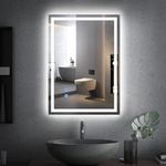 CROWNSHOP Bathroom Mirror with LED Lights 70x50cm – LED Illuminated Mirror with Anti-Fog, 3 Colour Dimmable Lights, Touch Control & Memory Function | IP54 Rated, Horizontal/Vertical Mount