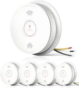 SITERWELL Hardwired Interconnected Smoke Detector Carbon Monoxide Detector Combo with 2 AA Batteries, 2 in 1 Smoke and CO Detector with Voice Alert, Smoke and CO Alarm with Self-Check (5 Packs)