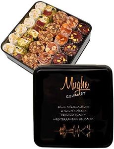 Mughe Gourmet Luxury Sultan Turkish Delight Candy Elegant Metal Gift Box - Lokum Delights Pistachio, Orange, Hazelnut, Almonds - 2.2lb/1000gr - Halal/Vegetarian - Perfect Gifts for Birthday, Christmas