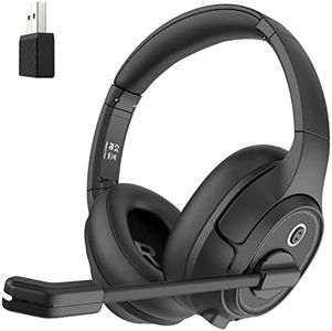 EKSA H6 Casque Bluetooth avec microphone et dongle USB [jusqu'à 55 heures et portée de 10 mètres] Casque PC sans fil avec micro à réduction du bruit AI Casque supra-auriculaire pour affaires, bureau,