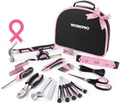 WORKPRO Pink Tool Kit - 236 Pieces Pink Tool Set with Easy Carrying Round Pouch, Household Tool Kit Perfect for DIY, Home Maintenance - Pink Ribbon