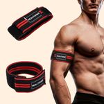 HealthHike Cotton Blend Blood Flow Restriction Bands(Bfr) with Adjustable Velcro for Arms Occlusion Training with Strong Elastic Strap for Gym&Workout|Gain Muscle Without Heavy Weight Lifting (Red)