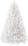 Yaheetech 6ft Pre-lit Spruce Artificial Hinged Christmas Pine Tree Prelighted Holiday Xmas Tree for Home Party Decoration with 300 Warm White Lights and 818 Branch Tips, White