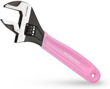 WORKPRO 6-Inch Pink Adjustable Wrench, Cr-V Steel Wrench, Wide Jaw Black Oxide Wrench, Metric & SAE Scales, for Home, Garage, Workshop and DIY-Pink Ribbon