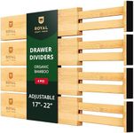 Drawer Divider and Organizer for Kitchen Organization - Adjustable Bamboo Drawer Dividers Organizers (17 - 22") - 4-Pack Expandable Drawer Organization Separators for Kitchen, Bedroom & More, Natural