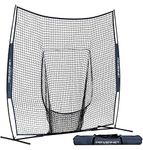 PowerNet 8x8 Practice Net | Huge Baseball Softball Hitting Pitching Net | Great for Teams | Hitting Pitching Batting Fielding Portable Backstop | Non-Tip Weighted Base (Navy)