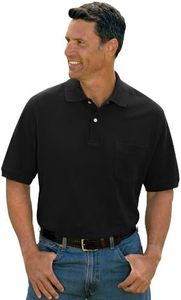 Harbor Bay by DXL Men's Big and Tall Pocket Piqué Polo Shirt Black 3XL