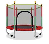 BabyGo 55 inch Trampoline with Safety Enclosure Net & U-Shape Stainless Steel Frame & Legs for Kids & Adults | Indoor Outdoor Exercise Trampoline | Weight Supports Up to 120 Kg(Red)