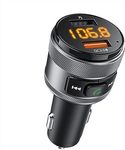 LENCENT Bluetooth 5.0 FM Transmitter for Car, Wireless Radio Adapter Car Kit with Big Button, QC3.0 18W Car Fast Charger, Hi-Fi Music Streaming, Hands-Free Calls, 2 USB Ports Charger Support USB Drive