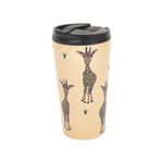 ECO CHIC Reusable Thermal Coffee Cup Stainless Steel Leakproof Insulated 330ml Travel Mug (Giraffes Beige)