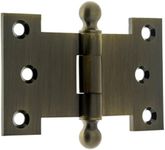 IDHBA 80254-005 Professional Grade Quality Solid 2-1/2" x 4" Parliament Hinges with Ball Finials (Pair), 2-1/2 x 4-Inch, Antique Brass