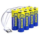 EEMB AA Batteries 8 Pack AA Rechargeable Batteries Lithium Batteries AA USB Type C Charging Cable Battery 1.5V 2600mWh for Blink Camera Flashlight