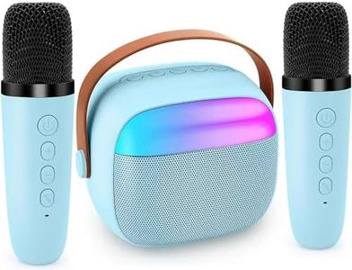 Mini Karaoke Machine for Kids, Toy for Girls Portable Bluetooth Speaker with 2 Wireless Microphones, Fashion Toy Gifts for Christmas Birthday, for 3 4 5 6 7 8+ Year Old Girls Gifts(Blue)
